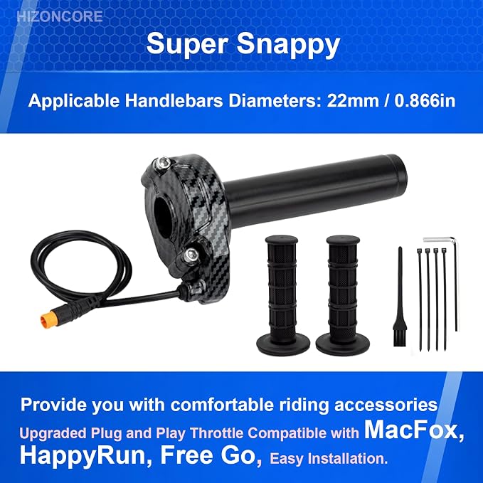 Ebike Full Twist Throttle for Macfox, 3 Pin Surron Style Throttle Grip Kit 12V-72V Compatible with HappyRun Freego Heybike Electric Dirt Bike