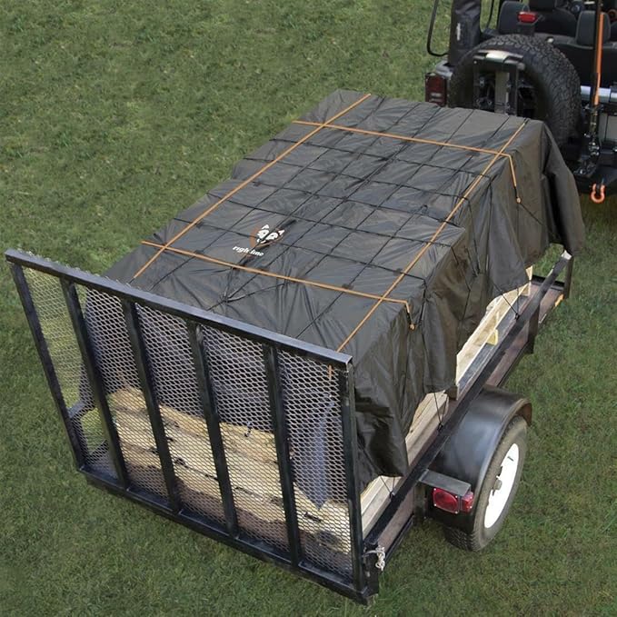 Rightline Gear Weatherproof Truck Bed Cargo Net with Built-in Tarp, 8.8 by 10 Feet