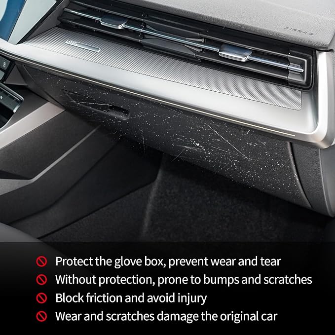 Center Console Co-Pilot Glove Box Panel Cover Protective Trim Compatible with Audi A3 8Y 2015-2020 2021 LHD, ABS Carbon Fiber Texture Glove Box Panel Cover
