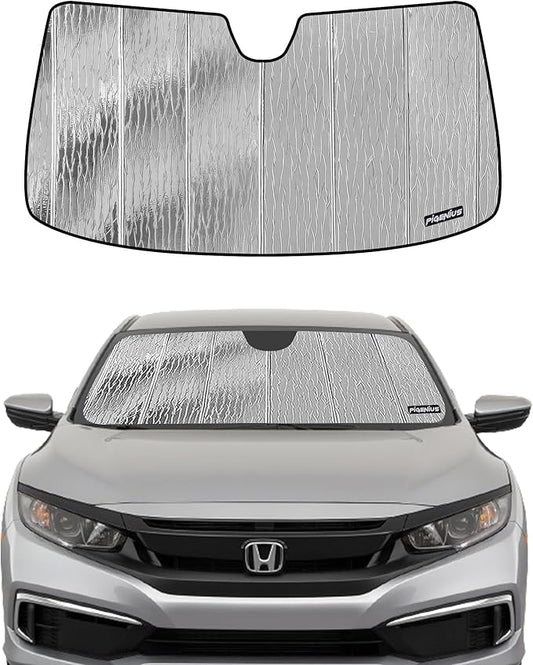 Pigenius Windshield Sunshade for Honda Civic 2016-2021 Touring Type R with Camera, Reversible Silver/Black