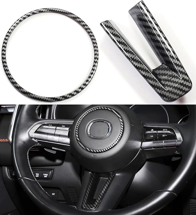 Carbon Fiber Style Steering Wheel Cover Protector for Mazda CX50 CX30 Mazda 3, 3D Texture, Scratch Protection & Trim, Fits 2020 2021 2022 2023 2024 2025 2026 Accessories