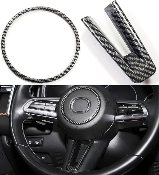 Carbon Fiber Style Steering Wheel Cover Protector for Mazda CX50 CX30 Mazda 3, 3D Texture, Scratch Protection & Trim, Fits 2020 2021 2022 2023 2024 2025 2026 Accessories