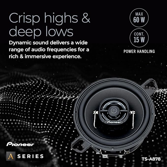 PIONEER A-Series TS-A878 3.5” 2-Way Speakers (Pair) – 60W Max, Balanced Sound + Smooth Treble, Great Stock Replacement, Easy Installation