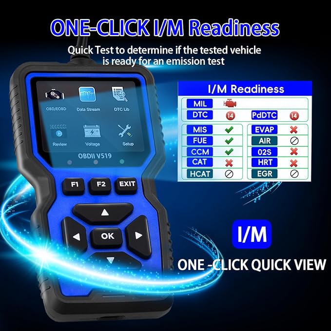 V519 OBD II Car Scanner, Diagnostic Error Finder, Fault Code Detection and Real-Time Data Stream, Compatible with All OBD II Protocol Vehicles from 1996+
