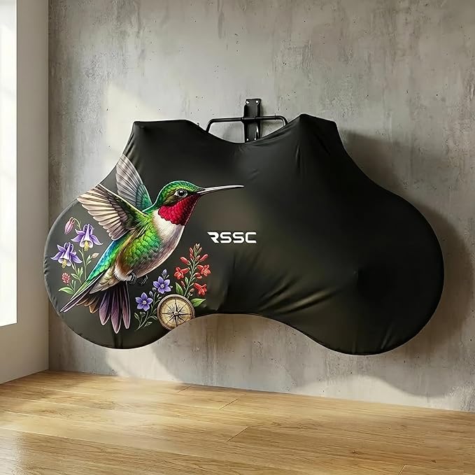 Bike Cover with 5 Zippers, Anti-Scratch Bicycle Storage Guard for Apartment & Garage, Fits Wall Hangers & Car Racks, Dust-Proof Full Protection for Most Bikes (Hummingbird)