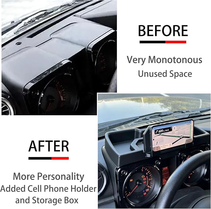 2-in-1 Phone Mount and Storage Tray for 2019-2026 Suzuki Jimny Phone Holder | Center Console Dash Organizer Storage Box Interior Accessories