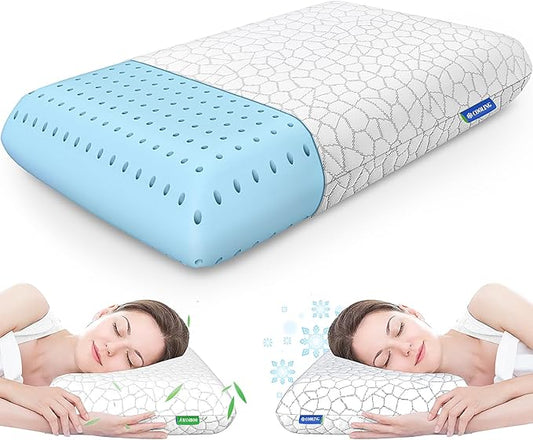 CushZone Memory Foam Pillows for Sleeping, Bed Pillow with Removable and Machine Washable Cover, Bed Pillow for Side, Back and Stomach Sleepers, Queen Size (1 Pack)