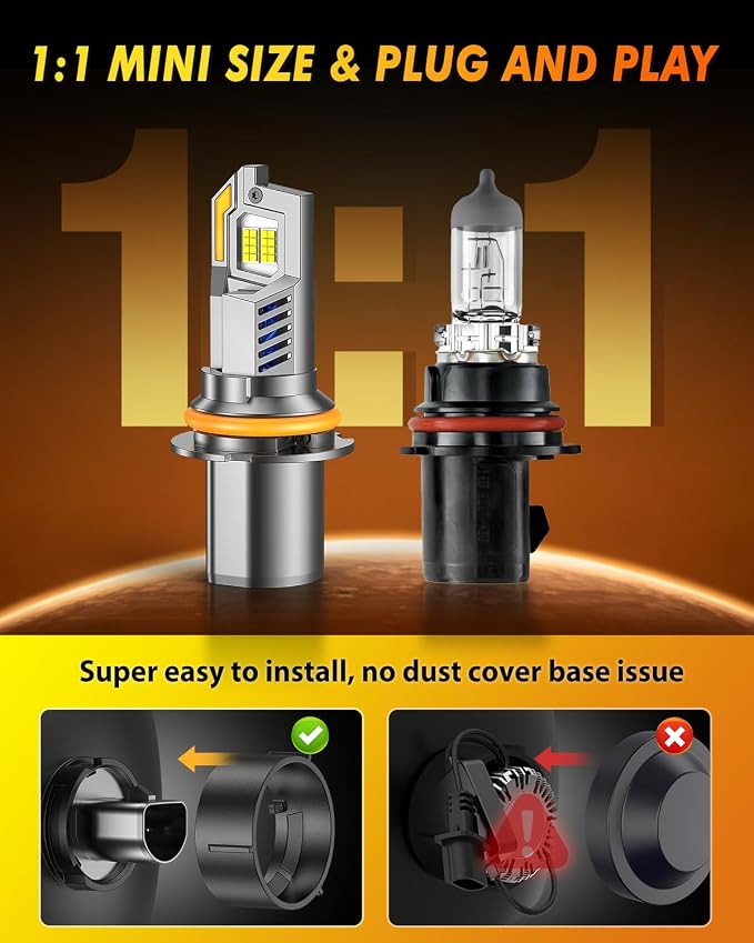 Termitor HB1 9004 Fog Light Bulbs, 70,000LM Brightness, Pack of 2 | 2026 Upgraded 12X Brighter, 6500K White, Same Size as Halogen, Long Lifespan, Fast Setup for Off-Road & Fog Driving