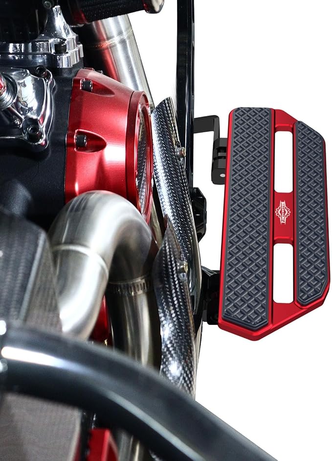 9.5" Long, Smaller Rider's Floor Board Foot Pedal Footboard, CNC Cut Aluminum & Rubber Compatible with 2024,2025 CVO Road Glide ST, CVO Street Glide ST, (Red)
