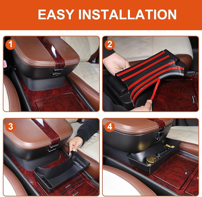 Front Center Console Armrest Hanging Box Compatible with Cadillac Escalade 2007-2014, ABS Center Console Organizer Tray Armrest Storage Accessories