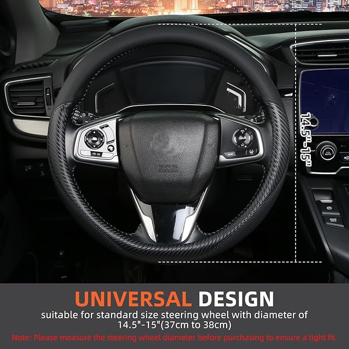 Leather Steering Wheel Cover Custom-Fit for Toyota, Comfort Grip Design Breathable and Non-Slip, Toyota Car Steering Wheel Protector for Women Men, Toyota Accessories,Black (B-Style, for Toyota)