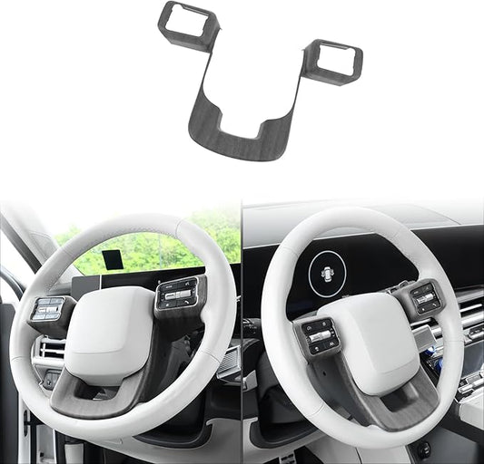 ABS Car Steering Wheel Frame Cover Steering Wheel Button Panel Protection Frame Molding Trim Compatible with Hyundai Santa Fe 2024-2026 Accessories(Wood Grain Style)