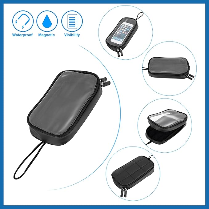 Universal 7 Inch Magnetic Tank Bag Phone Holder Case Saddlebag Faux Leather Waterproof for Motorbike Item Replacement