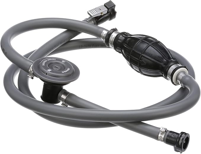 Attwood Johnson/Evinrude Marine Fuel Line Kit, EPA Compliant, 6 Ft, 3/8-In Dia. Hose with Tank & Engine Fittings, Sprayless Connector (Tank-side Fitting), Primer Bulb, Fuel Demand Valve, 93806EUSD7