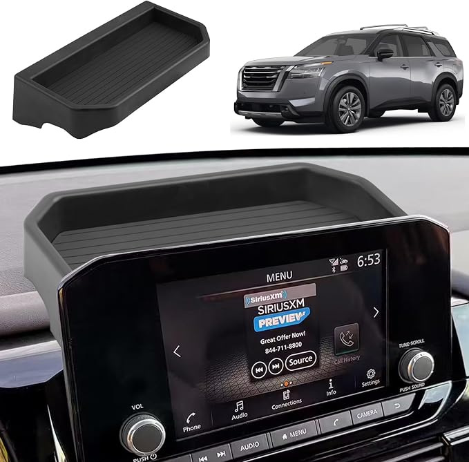 ECOZEN 2025 Pathfinder Dash Console Organizer - Behind Screen Organizer Tray For 2022-2025 Nissan Pathfinder(SL/Platinum) Accessories Dashboard Storage Behind 9-Inch Screen Center Console Organizer