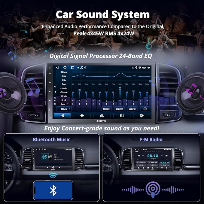 ATOTO A5L 7inch Android Double DIN Car Stereo, in Dash Car Radio with Wi-Fi/Bluetooth/USB, Wireless CarPlay & Android Auto, GPS Tracking, Mirror Link, HD LRV, FM/AM, HDMI Out, A5LG2B7T