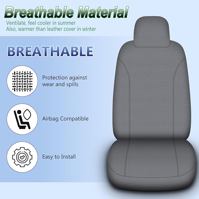 Custom-Fit Front Seat Cover for 2006-2025 Isuzu NPR, Premium Automotive Bucket Seat Cover with Molded Headrests, Airbag Compatible, Quick Setup Interior Cover for 2006-2025 Isuzu NPR