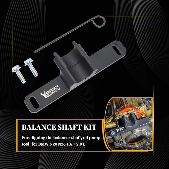 2801 Flywheel Holder Flex Plate Lock Tool & 7676 Oil Seal Repair Kit with Balance Shaft & Oil Pump Alignment Tool Set, Compatible with BMW N20 N26 Engines, with Case & Gloves