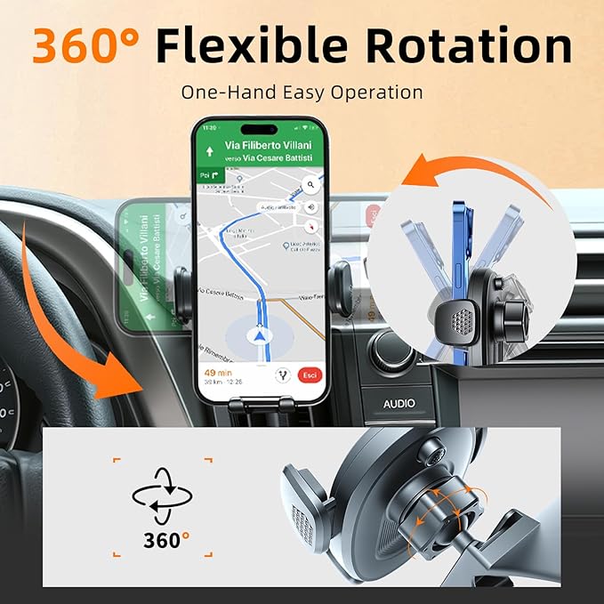 Phone Holder for Rav4 (2013-2018), 360° Adjustable Dashboard Phone Mount, Hands Free Mobile Holder for Toyota Rav4, Car Mount for iPhone, Samsung & Android, Uber Accessories, Car Gifts for Men