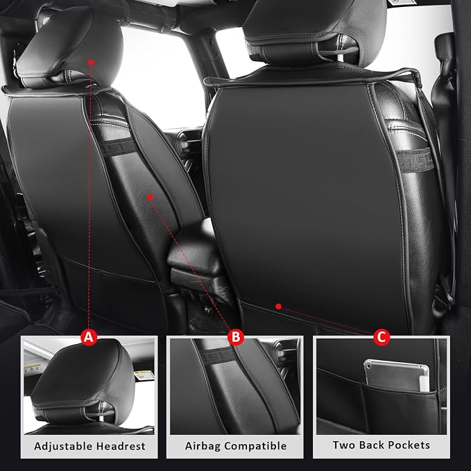 MIROZO Tacoma Seat Covers Full Set,Leather Seat Covers for Trucks Waterproof Car Seat Protector Custom Fits for 2016-2023 Toyota Tacoma Crew Cab,Automotive Seat Cover Pickup Cushion (Black, Full Set)