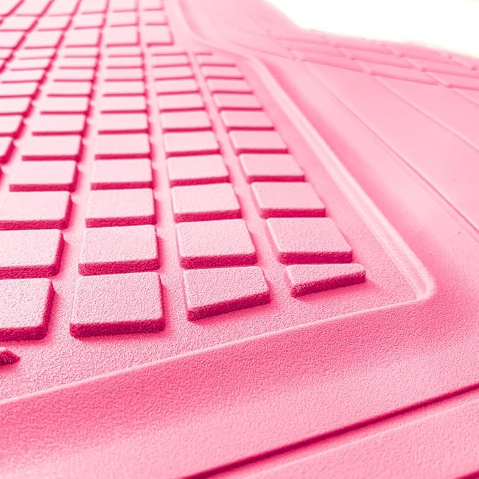 MotorTrend FlexTough Rear Cargo Mat – Heavy-Duty Trimmable Rubber Trunk Mat, Universal All-Weather Cargo Liner for Cars, SUVs & Trucks, Flexible Non-Slip Automotive Floor (Pink)