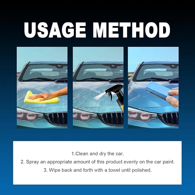 Sopami Ceramic Spray Coating, High Shine Car Wax | Waterless Car Wash, Long-lasting Hydrophobic, High Gloss Shine, for Window Glass, Wheels, Trim,17.5 oz with Towel (Pack of 2)