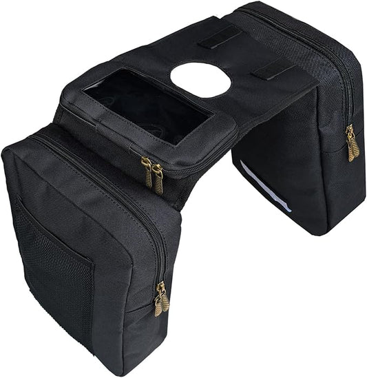 ATV Tank Bag Saddle Bag Waterproof Motorcycle Bag Compatible with Snowmobile Sportsman Scrambler FourTrax Grizzly UTV Hanging Storage Bag Black