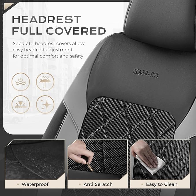 Coverado Car Seat Covers, Seat Covers Full Set, 5 Seats Automotive Seat Cover, Mesh Breathable Seat Protectors, Universal Fit for Most Cars