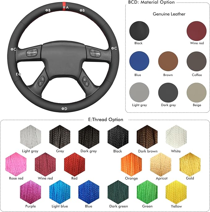 MEWANT Steering Wheel Cover for Chevy Silverado 1500/2500/3500 2003-2006 / Silverado 1500 2500HD 3500 Classic 2007 / Trailblazer 2002-2009 Hand-Stitched Steering Wheel Wrap