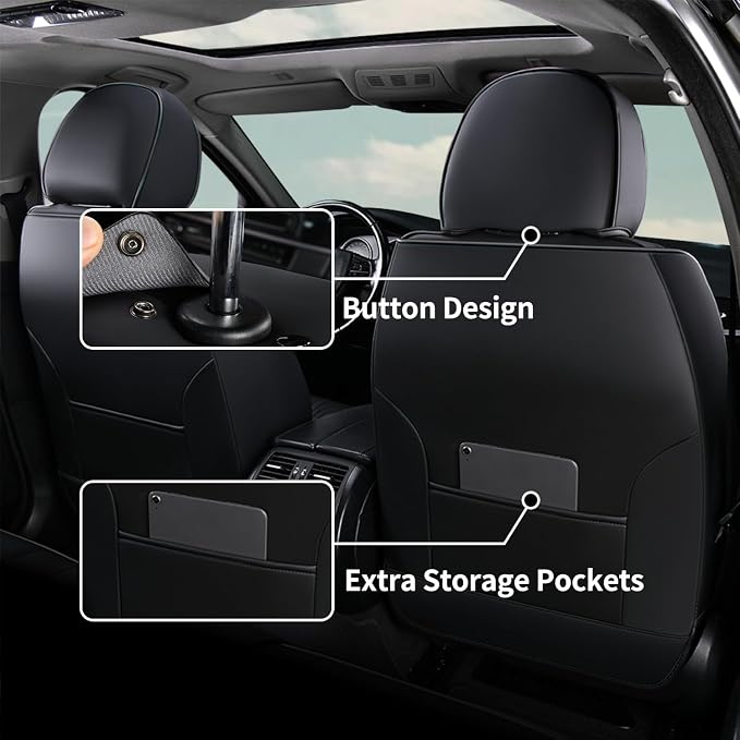 FLORICH Leather Car Seat Cover Automotive Seat Covers Front Seat Waterproof Full Coverage Car Seat Cushion Protector Universal Fit for Most Cars Trucks SUV, Black