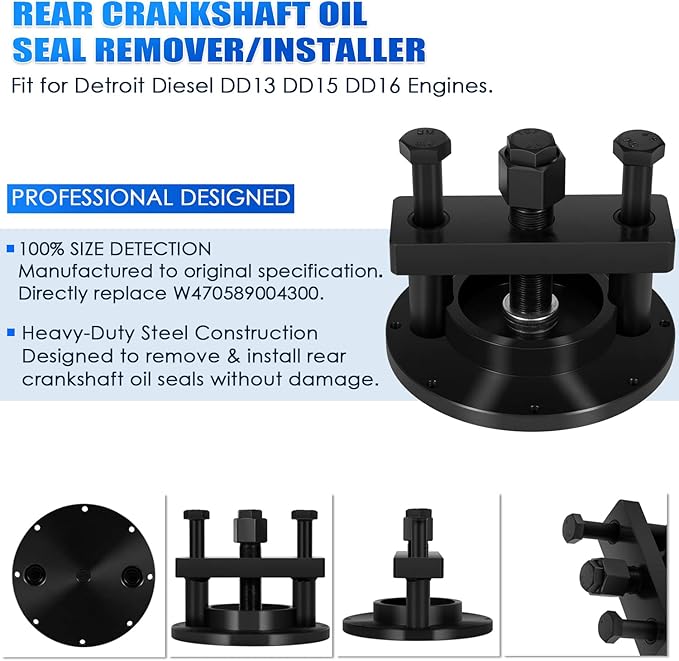 Yoursme Front & Rear Crankshaft Oil Seal Remover and Installer Tool Kit for Detroit Diesel DD13/DD15 Engines Alternative to W541589023300 W541589003400 W470589004300