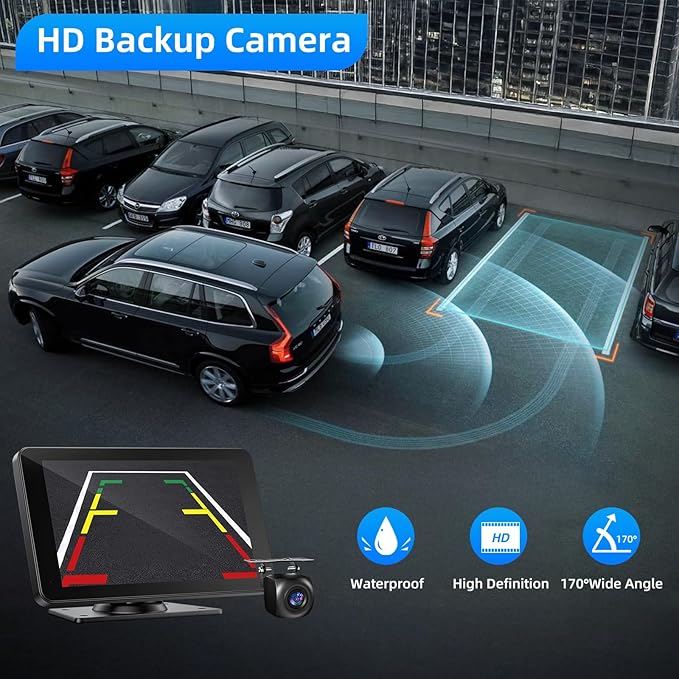 VUKARUAL Wireless Carplay and Android Auto Screen for Car, 7" HD Portable Touch Screen Car Stereo with Bluetooth, Backup Camera, Navigation, Mirror Link for All Vehicles