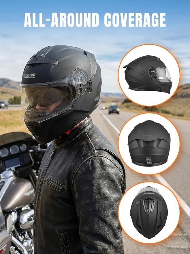 OUMURS Modular Motorcycle Helmets Full Face Flip up Street Bike Motorcycle Helmet for Unisex Adult Model 912