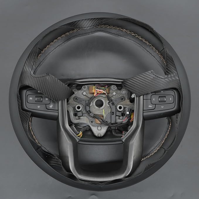 MEWANT DIY Stitching Car Steering Wheel Wrap Cover for GMC Sierra 1500 2019-2023 / Sierra 1500 Limited 2022 / Sierra 2500 2020-2024 / Sierra 3500 2020-2024 / Yukon (XL) 2021-2023 Accessories(3D Style)