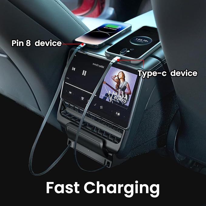 Retractable Center Console USB Hub for Model 3 Highland 2024 / Model Y Juniper 2025, THELIFELICIOUS Car Phone Charger Suitable for Updated Model 3/Y Accessories Fast Charging Docking Station