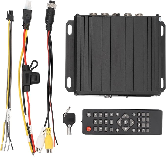 Backup Camera Video Switcher, 4 Channel Parking Camera Video Splitter 4 Input 1 Output DC12V/24V 1080P AHD Backup Camera Image Switch Combiner Box for RV Buses Truck (No Memory