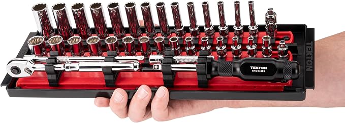 TEKTON 1/4 Inch Drive 12-Point Socket and Ratchet Set, 35-Piece | SKT03202