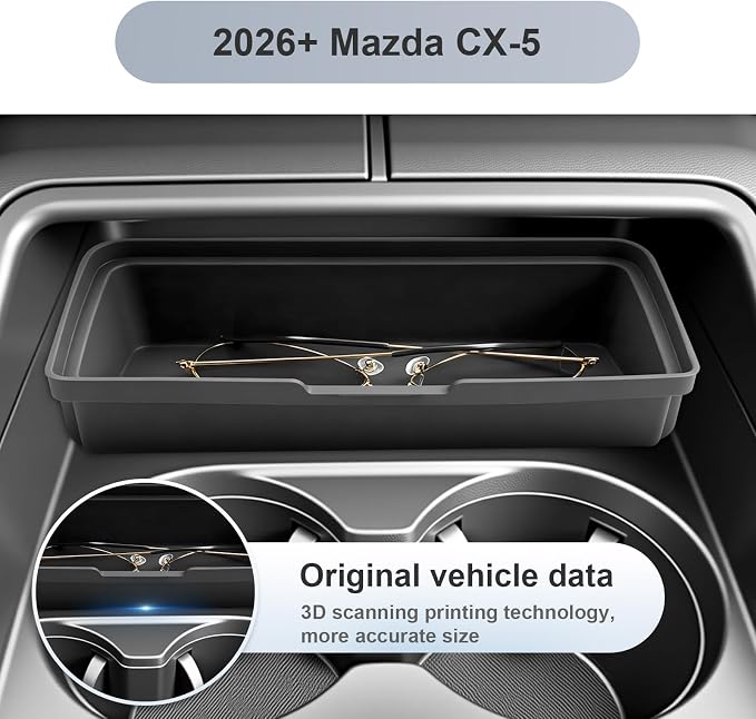 SKTU for 2026 Mazda CX-5 Center Console Organizer for 2026+ Mazda CX-5 Center Console Tray Mazda CX5 2026 Accessories ABS Front Center Console Organizer with Sunglasses Holder-Durable