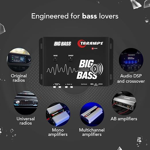 Taramps Big Bass DSP Car Audio Processor Deep Bass Enhancer with Adjustable Frequency and Sweep Controls Subwoofer Impact Booster for Powerful Car Audio Systems