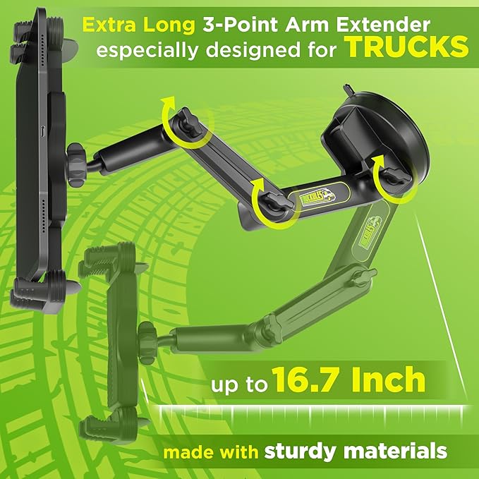 Commercial Truck Tablet Mount + DP & Semi Truck Seat Cushion, Heavy Duty Tablet & iPad Holder Compatible for Dashboard Windshield Window & Ultimate Memory Foam Trucker Seat Cushion (1 TM & 1 SC)