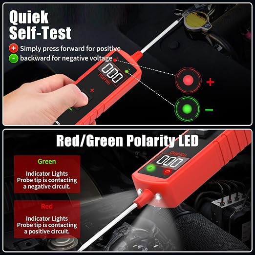 6-30V Automotive Electrical Circuit Tester - Multi-Function Car Circuit Diagnostic Tool with Voltage Detection, Component Activation, Continuity & Short Circuit Tracing for Vehicle Maintenance