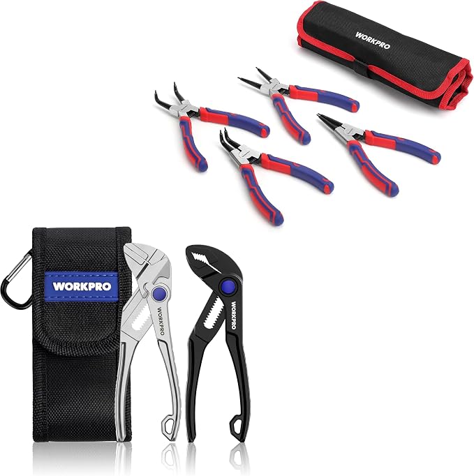 WORKPRO 4-Piece Snap Ring Pliers Set & WORKPRO 2-Piece Mini Pliers Set