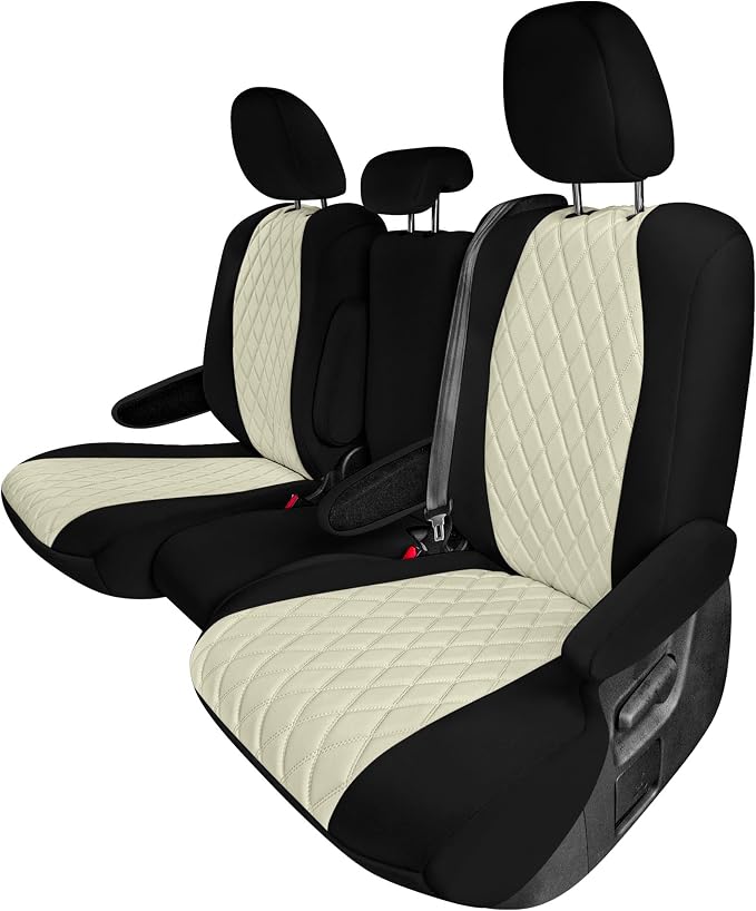 FH Group Custom Fit Car Seat Covers Specifically Made for Toyota Sienna 2021-2024, Beige Ultraflex Neoprene 2nd Row Set Automotive Seat Covers, 8 Seater SUV Seat Covers, Toyota Accessories