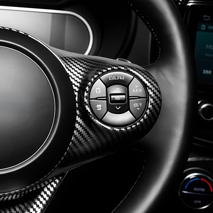 Steering Wheel Button Panel Cover Interior Steering Handle Button Frame Protective Cover Compatible with Kia Soul 2020-2025 Accessories (Carbon Fiber Style)