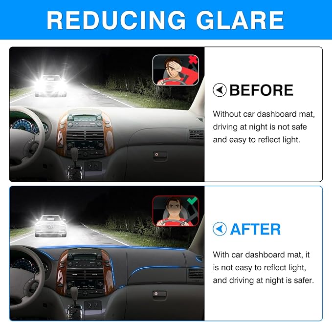 Autorder Gray Dashboard Cover Mat for Toyota Sienna 2004-2010 Accessories Dash Cover Upgrade Polyester Dash Mat Sunshade Glare UV Rays Protector