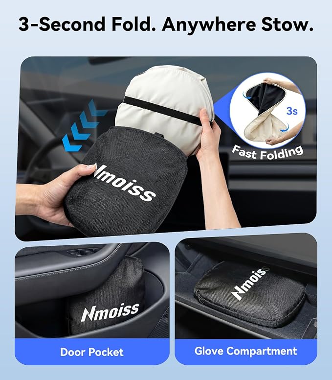 Nmoiss Ice Silk Air-Cooled Car Windshield Sun Shade, [Enjoy Superior Coolness & Comfort] 84.2% Heat Insulation UPF>50 UV Block Interior Protection, Universal Fit for Car SUV Truck, Medium 64"x32"
