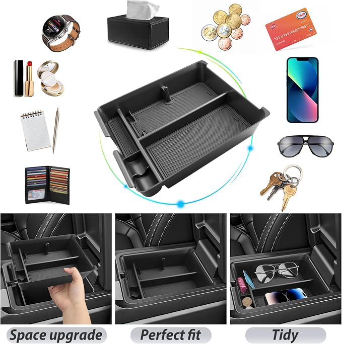 SKTU for 2026 Honda Pilot Center Console Organizer for 2026+ Honda Pilot (Sport/EX-L/Touring/TrailSport/Touring Blackout/Elite/Black Edition) Console Tray Honda Pilot 2026 Accessories with Coin Holder