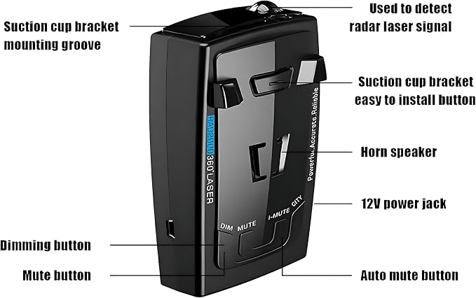 RAD2000 Laser Radar Detectors for Cars,Police Radar Detector with Long Range Detection,Anti-Falsing Circuitry, VG-2 Immune,City & Highway Modes,Led Display-X/K/Ka/KU/ST/CT Band & Laser Detection