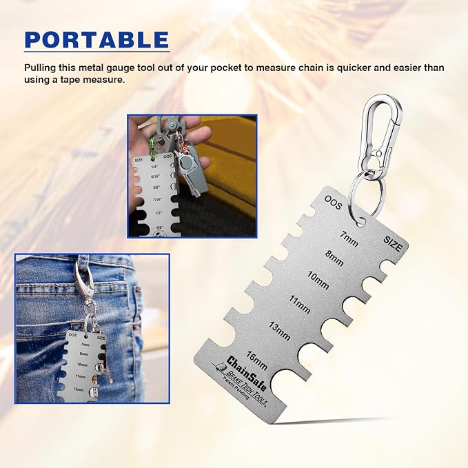 Brake Tech Tools Made in America Chain Wear Gauge Chainsafe Inspection Gauge - BT-106CSF