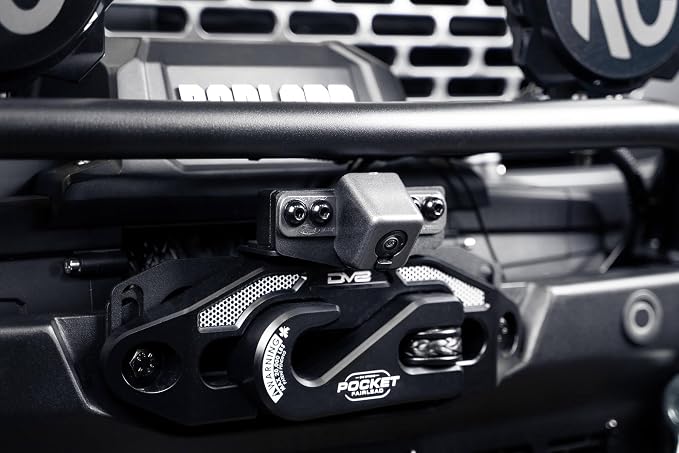 DV8 Offroad Front Camera Relocation Bracket for 2021-2026 Ford Bronco | Corrects 360 View with Winch Bumper | Includes Extended Camera Optical Cable & Spray Hose | Adjustable for Different Setups